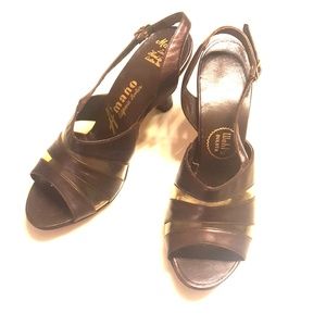 A'mano (Vintage) leather/clear slingbacks SZ6.5aa